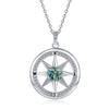 Collana Pendente Bussola Stella a Otto Punte Placcata Oro Bianco con Moissanite Colore D da 1/2 Carato