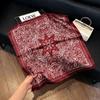 Lao Qian Feng Coffee Color Cashew Nut Silk Scarf Headscarf Versatile Neck Square Scarf Premium Sense Female Foreign Style Decorative Scarf Scarf