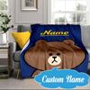 Custom Name Happy Birthday Brown Bear Blanket bed sofa Blanket Flannel Blanket for Camping, Hiking, Picnic Essentials,gift for Fan family