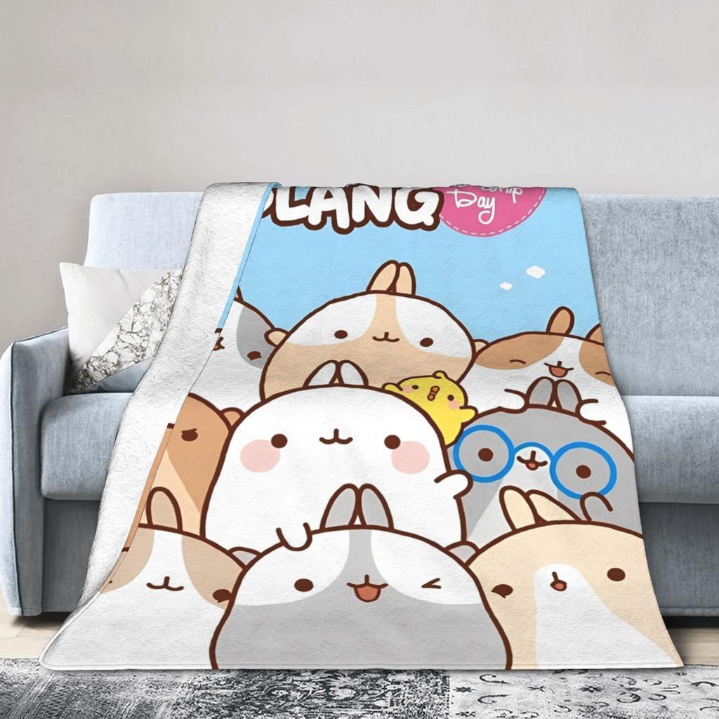 Cute Anime M-Molangs Blanket Fleece Spring Autumn Portable Ultra-Soft Throw Blankets for Home Office Bedspread