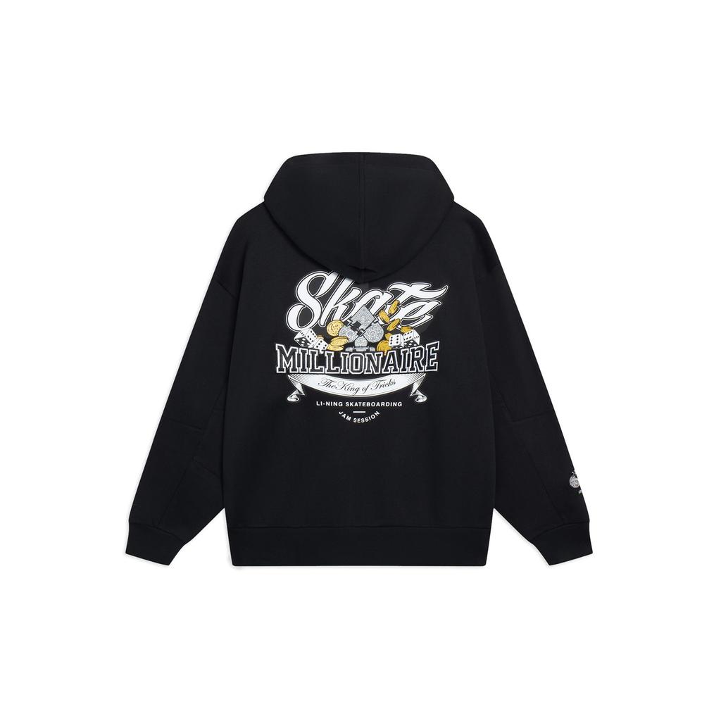 Li-Ning Golden Age Logo Print Hoodie Unisex Tops Black AWDT223-3