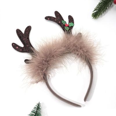 Weihnachts-Rentiergeweih Plüsch-Haarreifen Weiches Elastisches Haaraccessoire Für Kinder Erwachsene Feier Party Familienfoto Requisiten