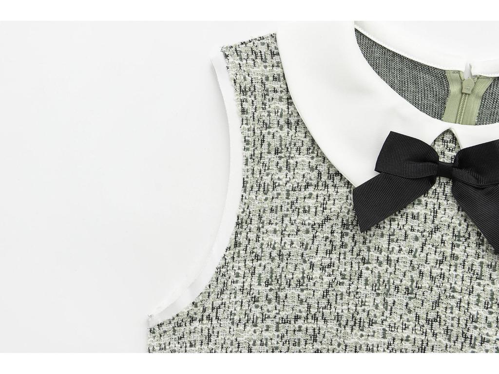 Spring 2025 Women's European and American Style Bow Sleeveless Textured Dress