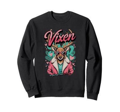 Vixen Cool Reindeer Christmas Retro Holiday Streetwear Sweatshirt