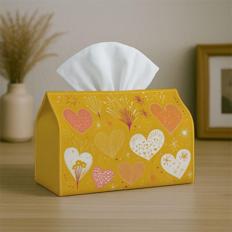 2D Flat, 1pc Cute Cartoon Heart Multi-Functional Fabric Napkin Box, Heart Floral Scene Design, Soft Material, Suitable for Kitchen, Living Room, Bedro