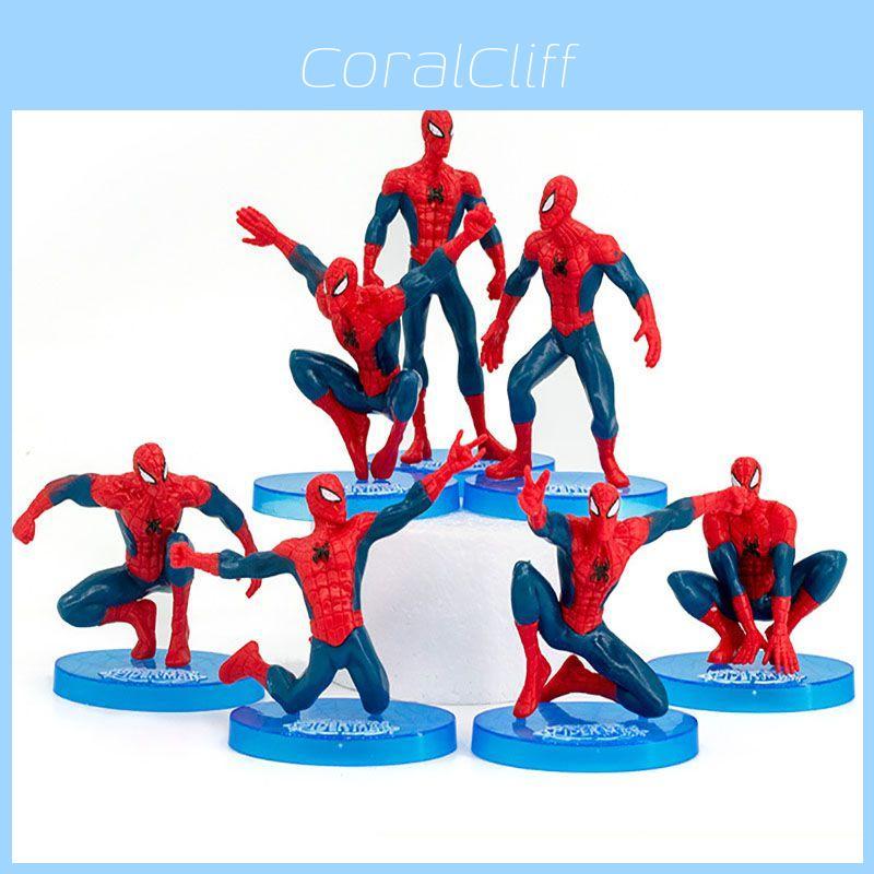 7pcs Spiderman Mini Figures Pvc Miniatures Desktop Cake Topper Decoation Action & Toy Figures