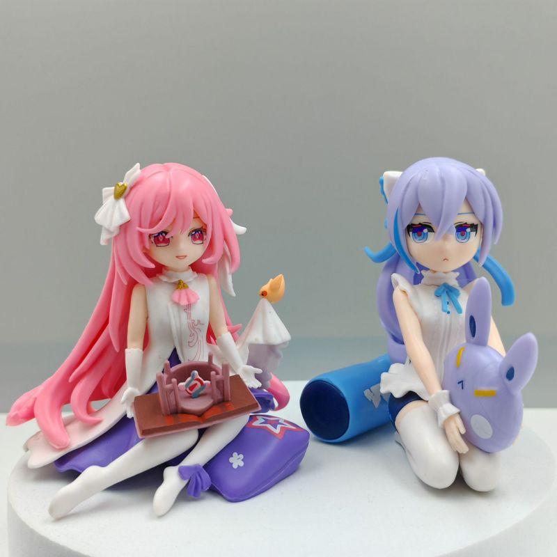 Anime Figure Elysia And Bronya Collectible Pvc Model Car Ornament Computer Case Decor Desk Decoration For Anime Enthusiasts