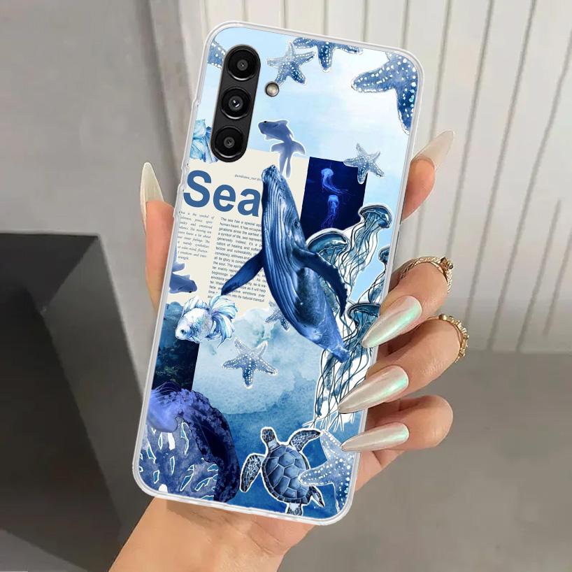 Ocean Starfish Sea Turtle Shark Phone Case for Samsung Galaxy A17 A16 A37 A26 A36 A57 A56 A15 A25 A35 A55 A14 A24 A34 A54 A13 A2