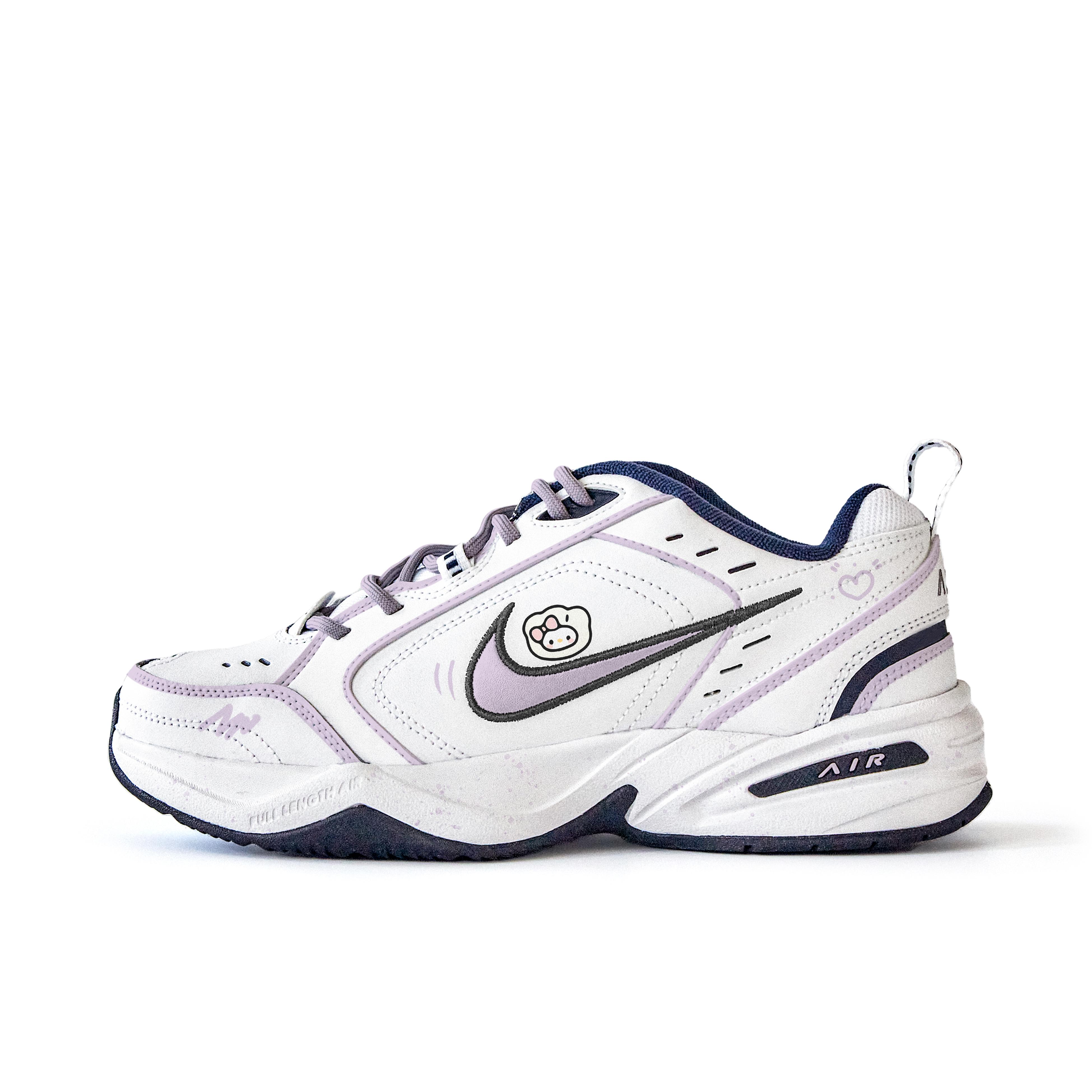 

Nike Air Monarch 4 Slip Resistant Abrasion Resistant Low top Chunky Sneakers Unisex White Purple 415445-102(Team676-) 40
