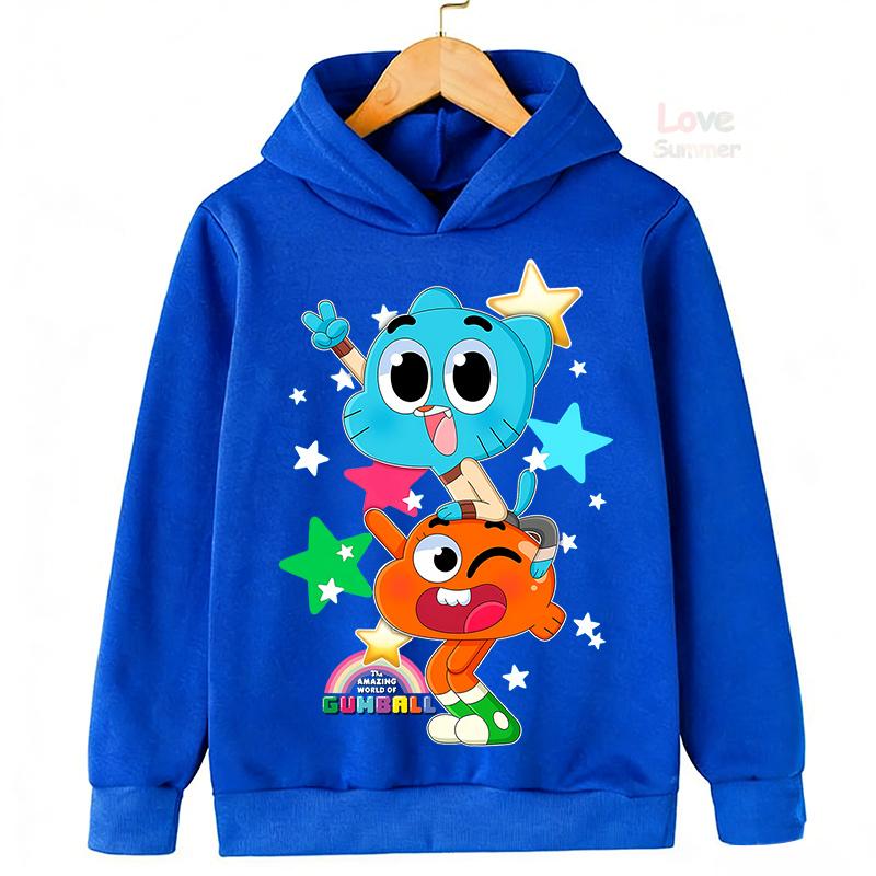 Podzimní Vtipné Dětské Mikiny The Amazing World Of Gumball Mikina s Kapucí Děti Kluci Dívky Grafická Ležérní Sportovní Mikina