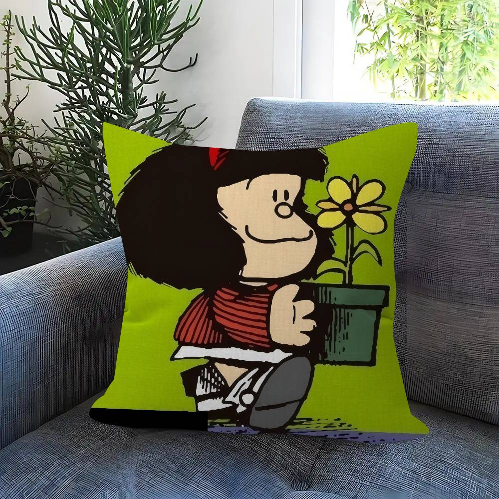 Pillow Cushion Cover Pillowcase Living Room Sofa Home Decor Customized Cartoon Cute Mafalda