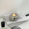 Modern Ceramic Silvery Candle Holder Ornament Round Candle Holder ins Style Desktop Home Decoration
