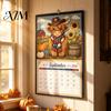 Crafting Project for Adults Highland Cow Farmhouse Calendar DIY Kit 12 Months, Handmade Rustic Theme Craft Set Paper And Cloth Set, Home Office Decor