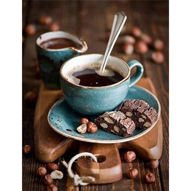 5D-Diamant-Malerei, Kaffee, voll, quadratisch, rund, Diamant-Stickerei, Tasse, Bild von Strasssteinen, Mosaik, Kreuzstich-Set, Heimdekoration