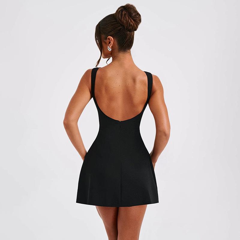 Zomer sexy slim fit Europese en Amerikaanse stijl rugloze vest basisjurk
