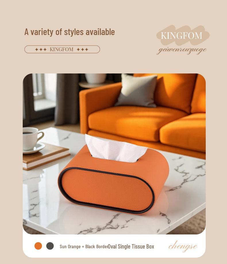 Luxury Leather Oval Tissue Box for Living Room or Bedroom Decor