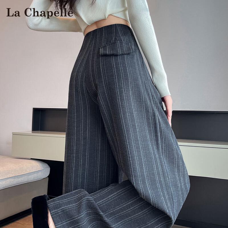 La Chapelle Women s Old Money Style Striped Wide-Leg Suit Pants L
