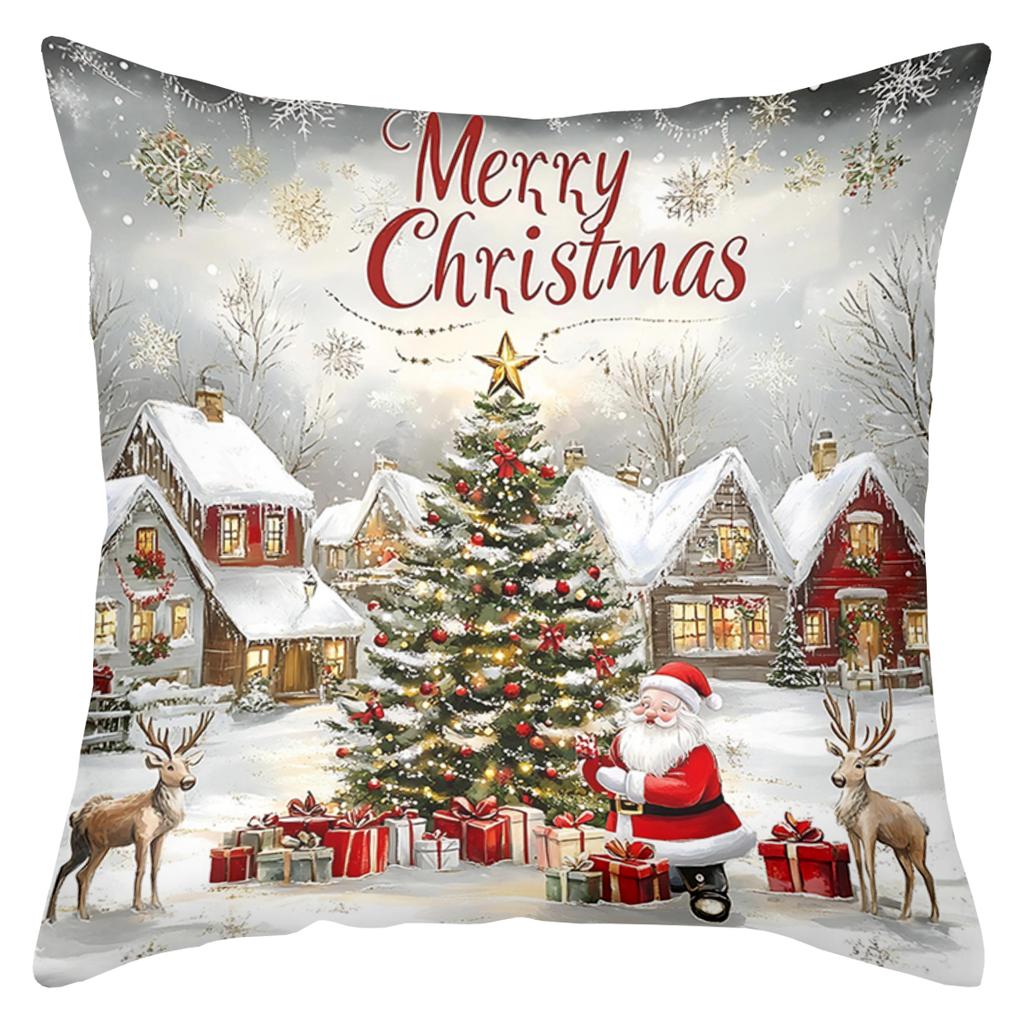 Christmas Themed Decorative Throw Pillow Covers Polyester pillowcase, sofa decorative cushion cov