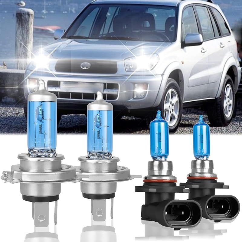 Подходит для TOYOTA RAV4 2016 2017 2018 Высокопроизводительные галогеновые лампы фар, 9012 Ближний/Дальний свет + H11 Противотуманные фары Комплект для замены, Plug and Play, Упаковка TOYOTA RAV4 2001-2005