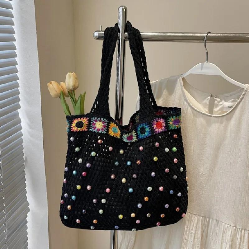2026  Lazy Style Large Capacity Weave Commute Shoulder Bags Fashi Casual Versatile Seaside Vacati Women's Tote Bag