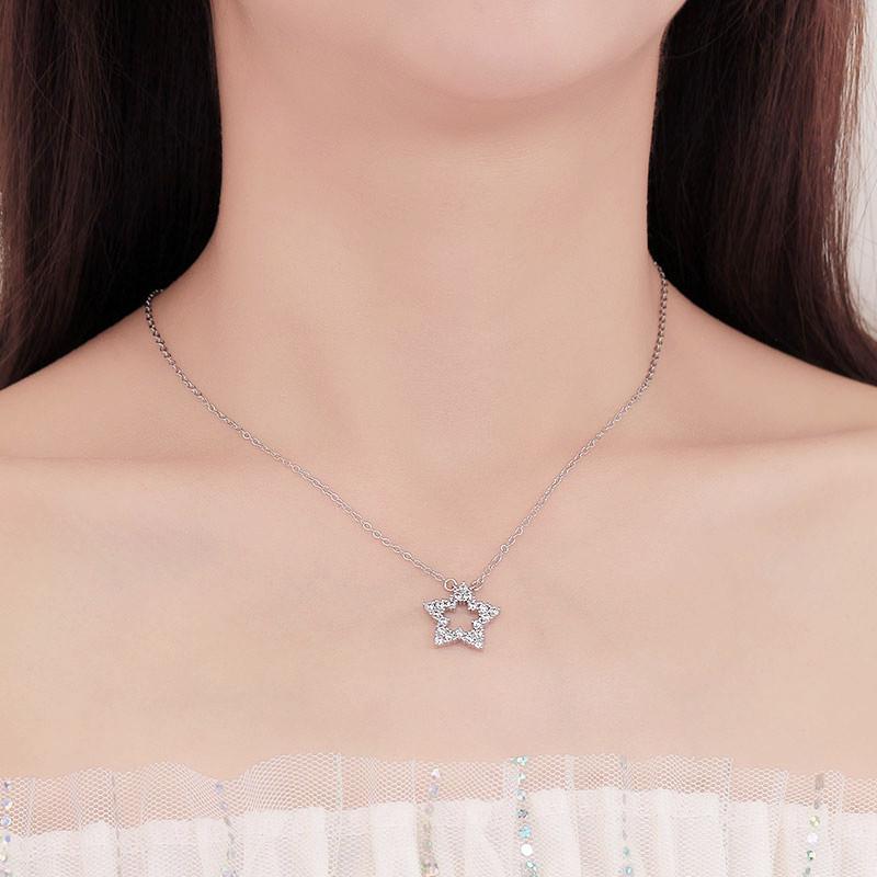 Neue Halsketten Damen Schlüsselbeinkette Trendige Koreanische Version des Beliebten Luxus Fünfzackigen Stern Anhängers