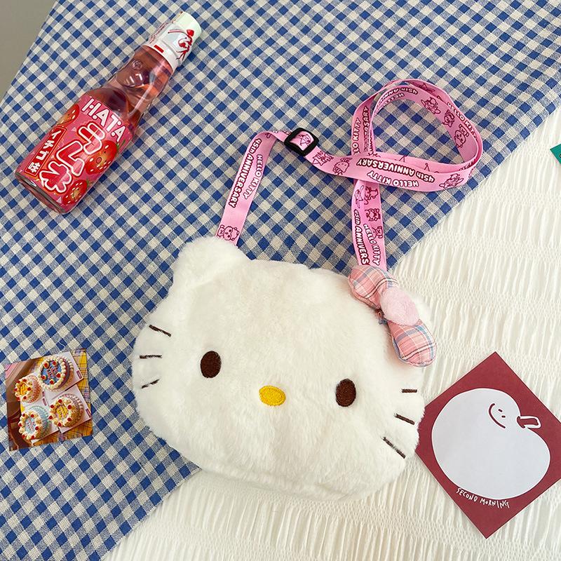 

Women Sanrio Hello Kitty Mini Shoulder Bag Cute Cartoon Girl Kids Plush Messenger Bag