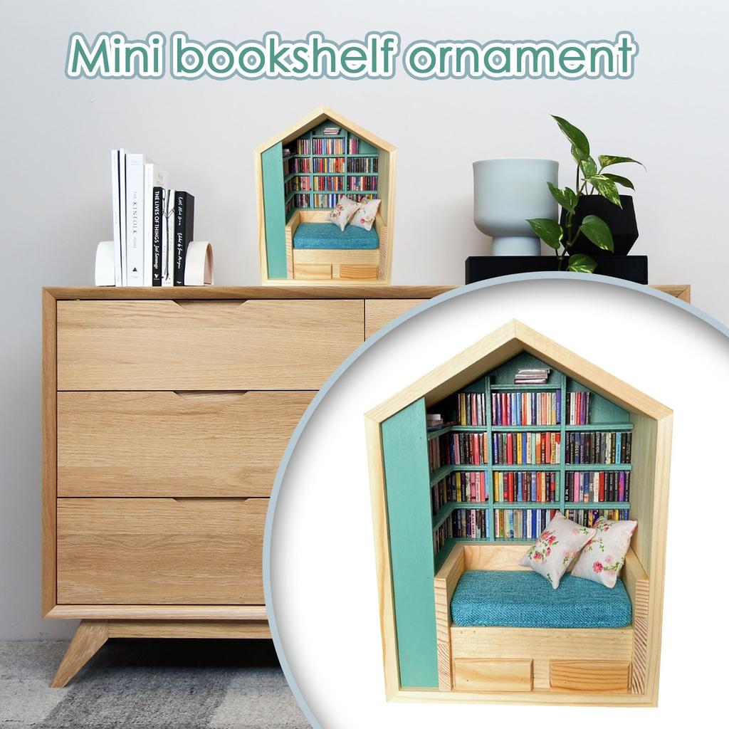 2025 New Handmade Room Box With Exquisite Wooden Scenes Unique Stress Books Decor Set Reliever Book-Room Miniature Bookshelf