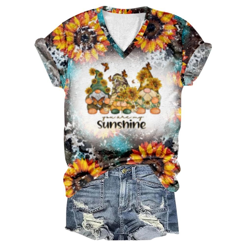 New Western Fall Gnome Series Pattern 3D Printing Series Casual Women's T-shirt