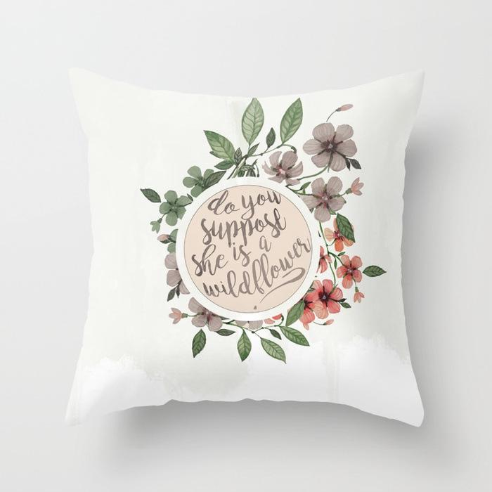 New Flower Plant Peach Velvet Pillow Case Sofa Pillow Car Cushion