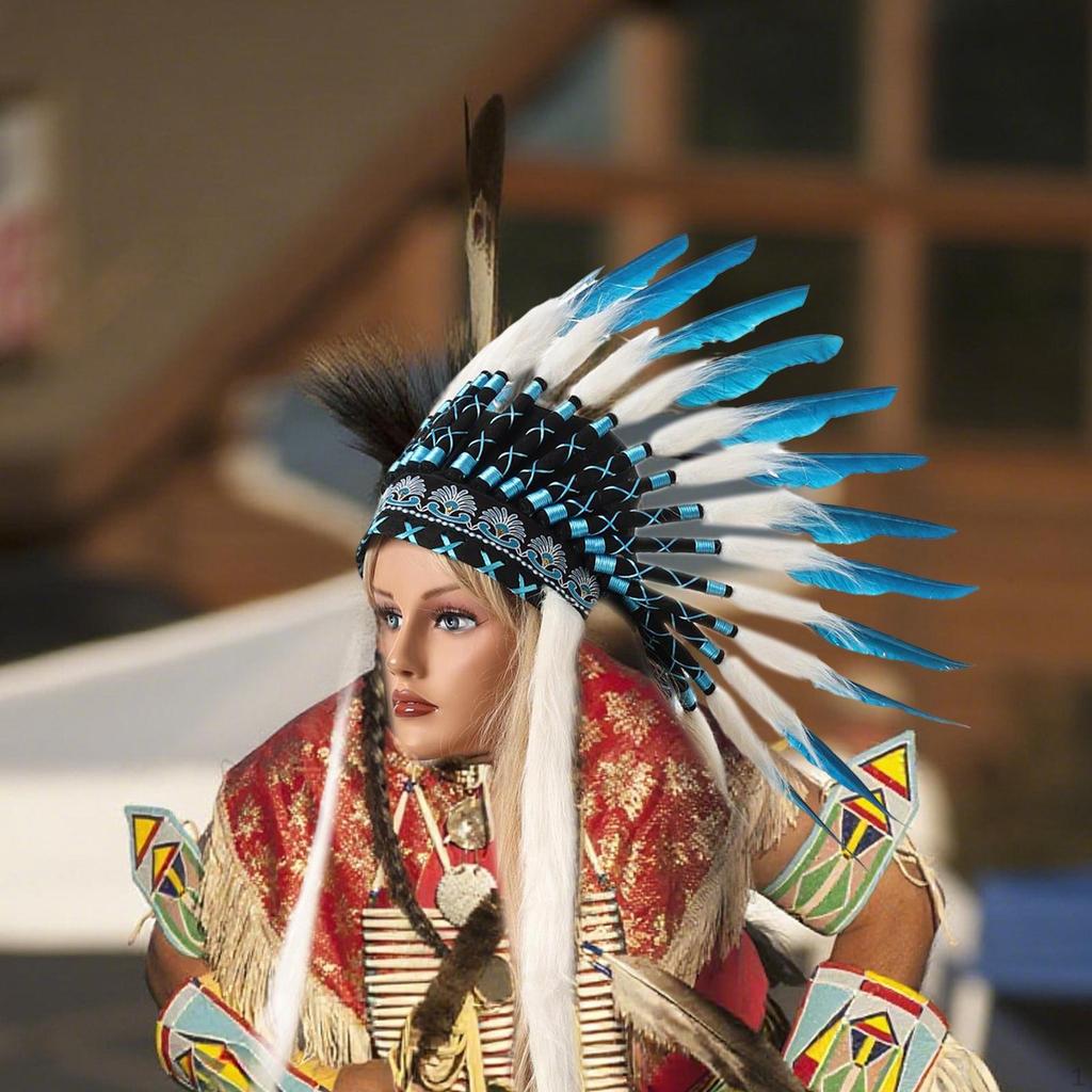 Artificial Feather Headdress ,Chief Costume Headpiece for Halloween Carnival