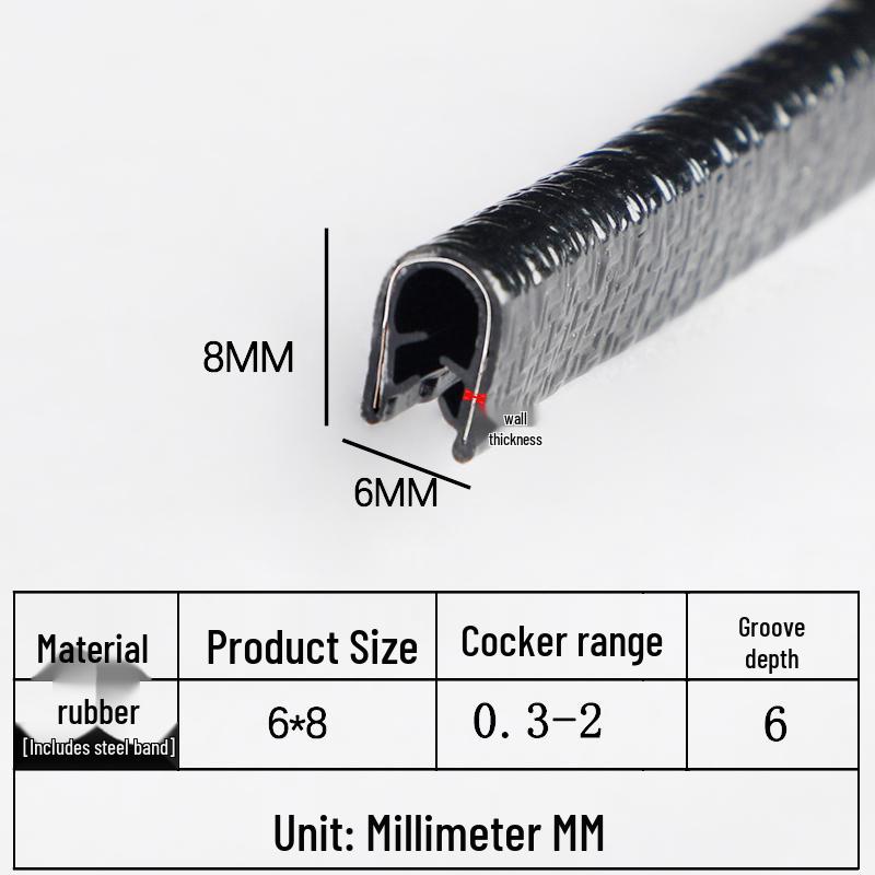 Gumové lištování ve tvaru U: Protiřezná, vodotěsná těsnicí lišta pro ochranu plechu a skla
