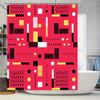 Modern Red Black Yellow Bathroom Shower Curtain Fabric Decor Waterproof Water Resistant Bath Mat
