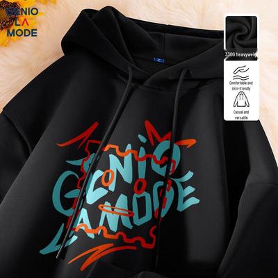 GENIOLAMODE Men's Hooded Logo Print Sweatshirt