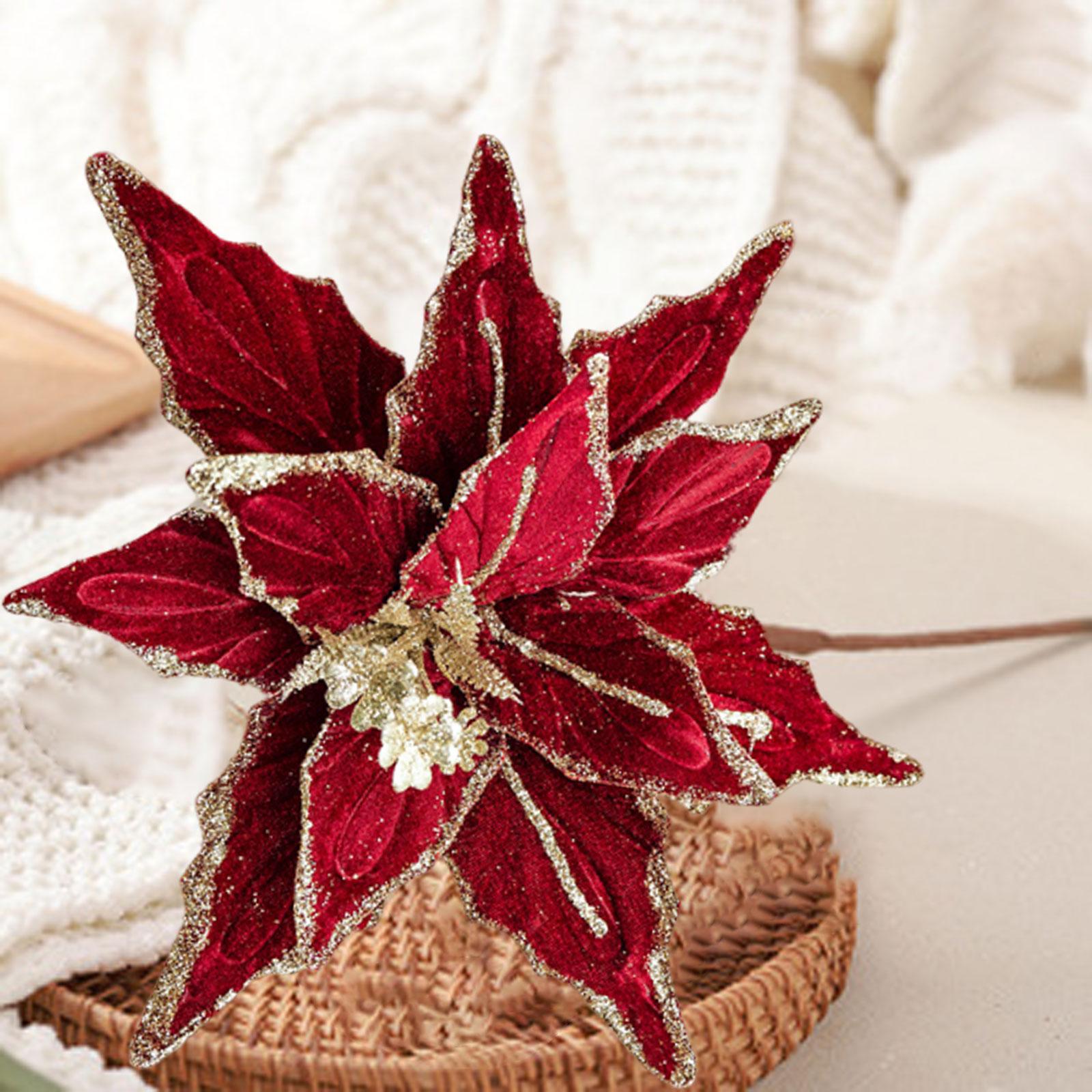 

Simulation Christmas Flower Arrangement Velvet Iron Decorative Garland Table Decor for Indoor Outdoor Festive Party червоний