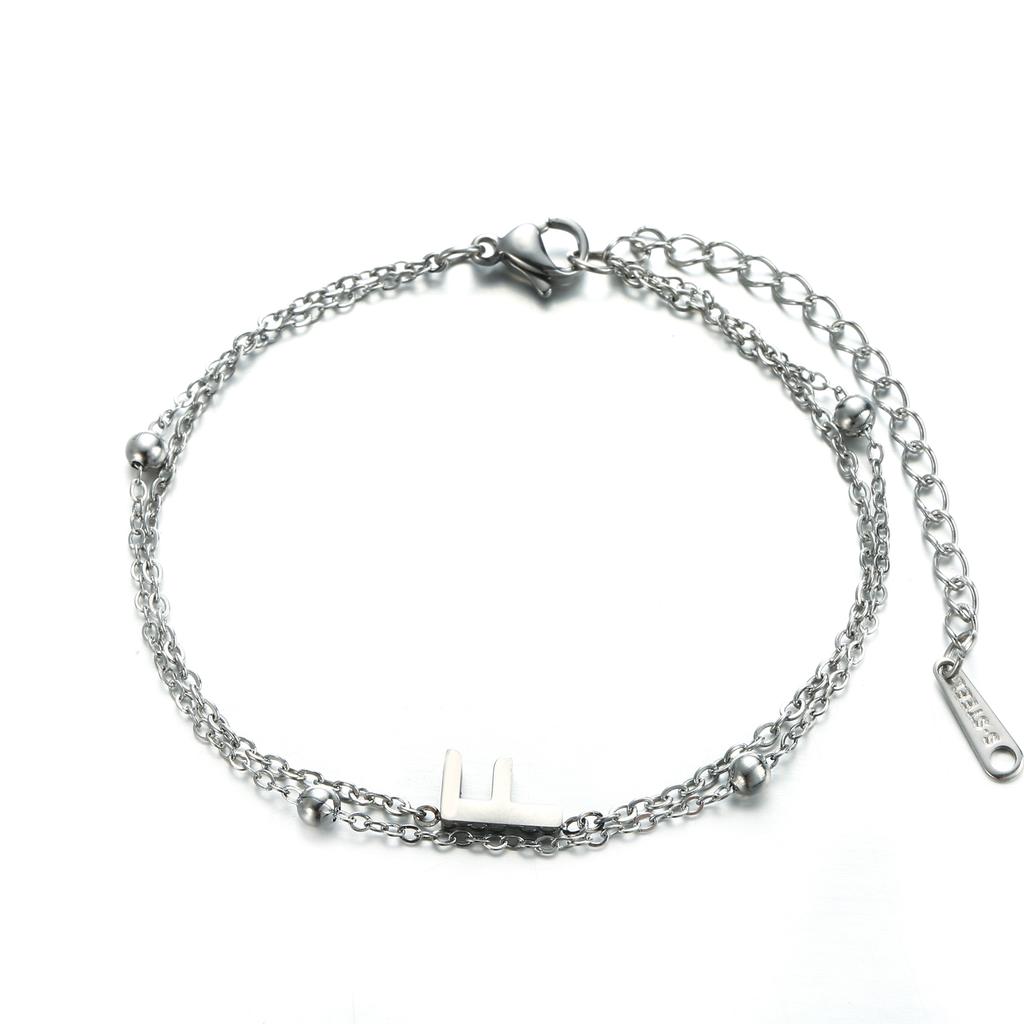 Dreamtimes 26 Alphabet Letter Charm Bracelet Silver Color Chain Initial Bracelets For Women Jewelry Adjustable Birthday Gift