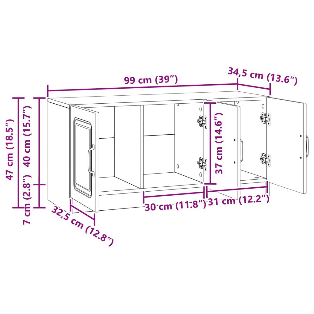 TV Cabinet Grey Sonoma 99 x 34.5 x 47 cm Particleboard