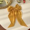 Korean Accessories Hair Clips for Women Girls Big Bowknot Solid Satin Long Ribbon Bows Spring Clamp Barette Cheveux Femme 2023