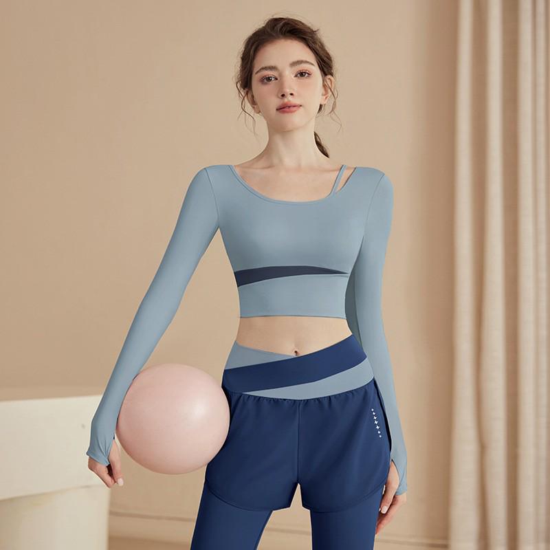 

Женский комплект для йоги Весна/Лето 2025: Топ с длинным рукавом и нагрудными вкладышами, облегающий крой для бега и фитнеса Extra Large