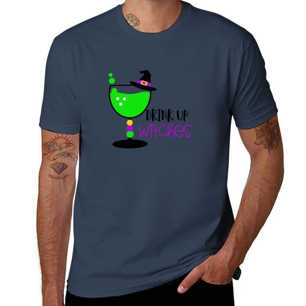 Drink Up Witches  Neon Colors TShirt Functional Casual Short Sleeve Tee