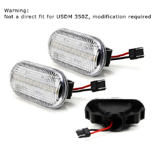 Clear Lens Amber LED Front Fender Side Marker Lights For 2005-09 Nissan Fairlady