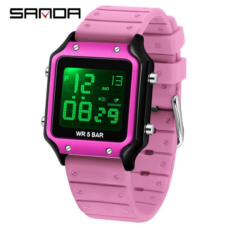 SANDA Electronic Watch Multifunctional Waterproof Sports Electronic Watch Fashion Trend Silicone Band Electronic Watch