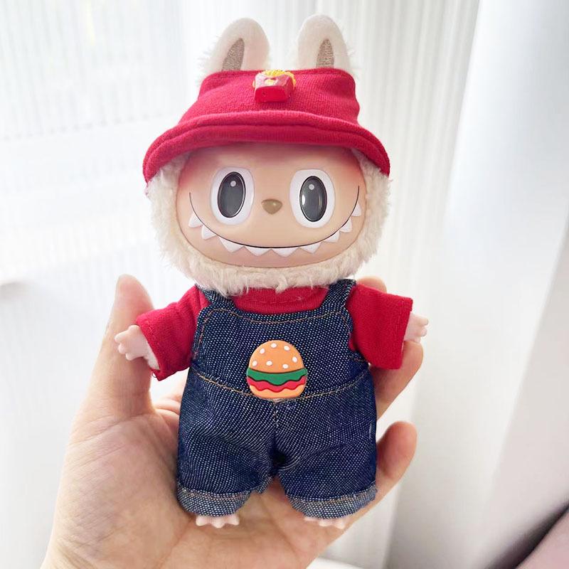 17cm Labubu Doll Clothes: Ice Cream Overalls - Cute Pendant Blind Box