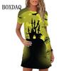 Women Elegant Short Sleeve 3d Print Midi Beach Dress Dailywear Summer T Shirt Dresses