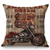 Vintage American Style Muscle Motorcycle Club Art Throw Pillow Case Retro Classic Motorbike Poster Art Linen Cushion Cover Case