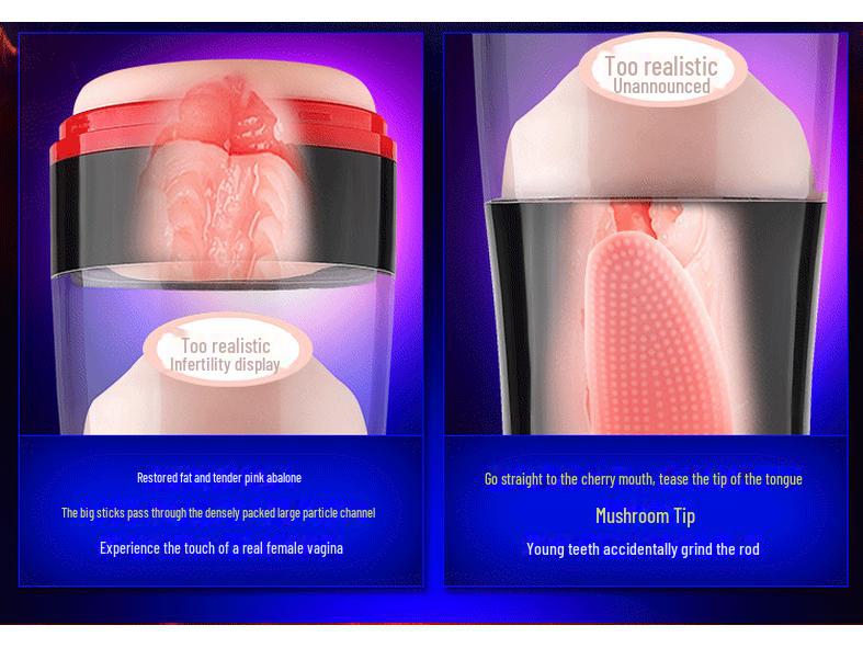 Mi Ji Heated Male Masturbator Cup: 30-Piece Tongue-Licking Oral Simulation Toy