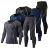Men's Thermal Underwear Set Autumn Winter Warm Base Layer Printed Long Johns Sweat-Wicking Crew Neck