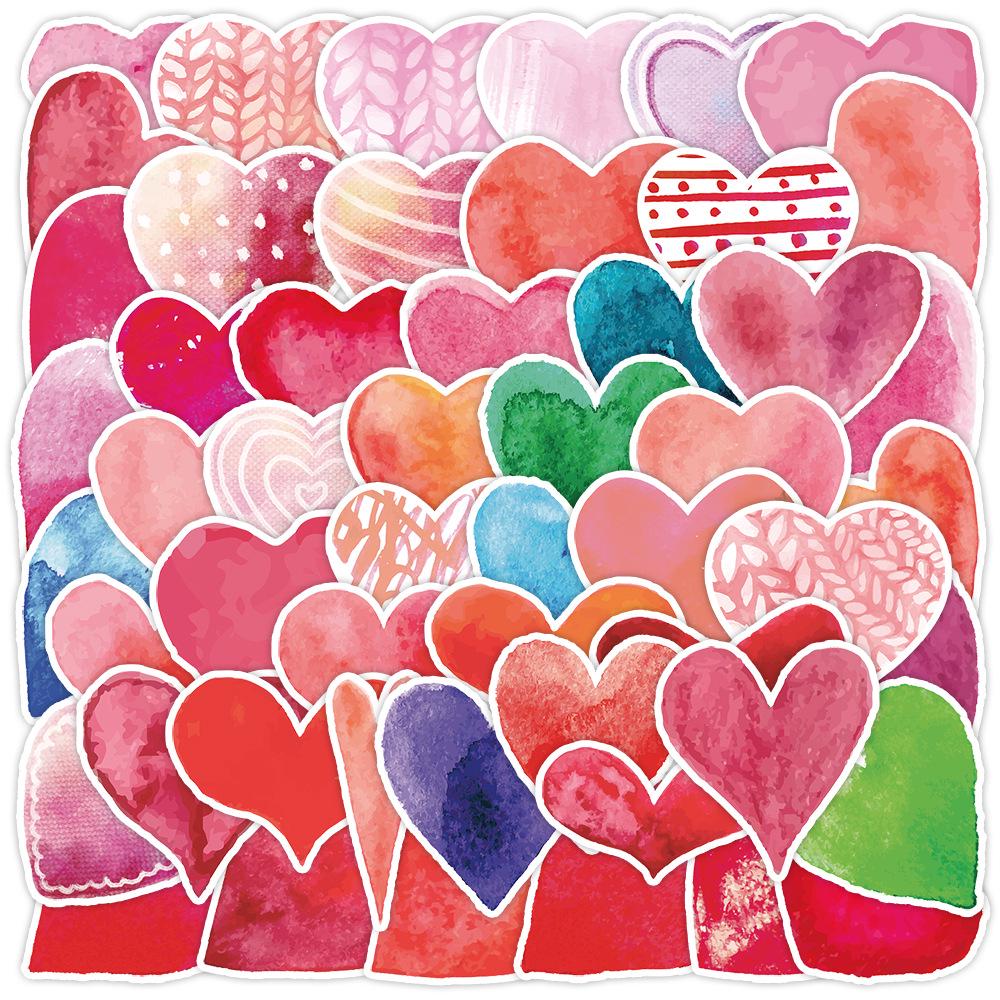 Valentine's Day Heart Graffiti Stickers: 50/100 Waterproof Decorative Stickers for Water Bottles & Computers