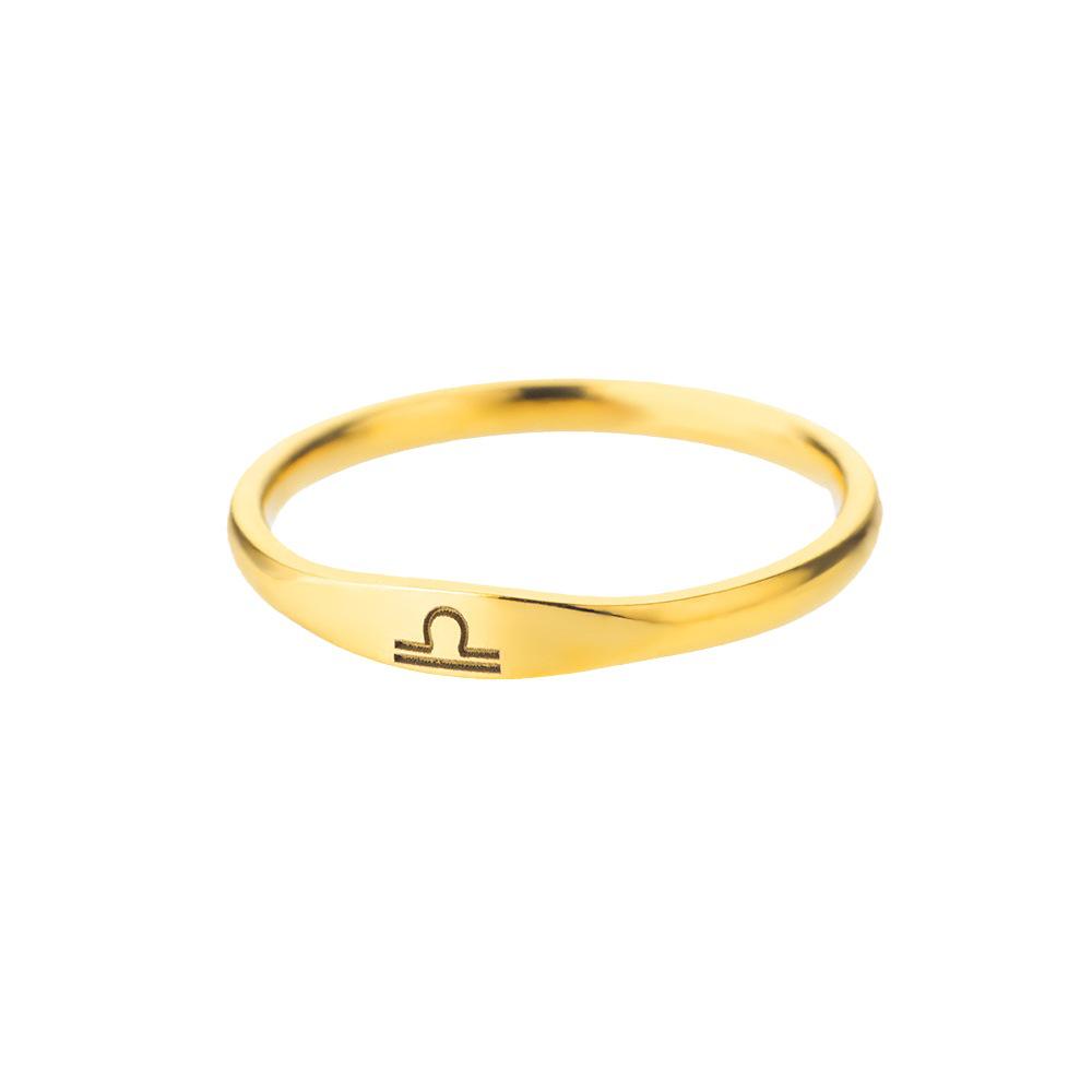 18K Gold-Plated Stainless Steel Zodiac Couple Rings