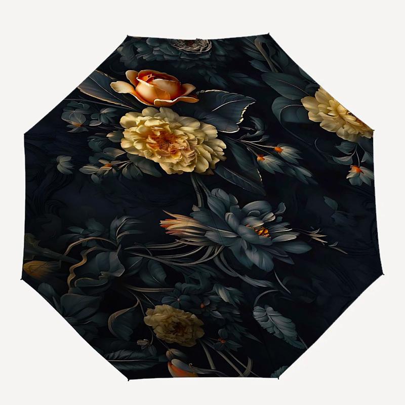 

1pc Floral PatternOpen/Close Umbrella-Windproof, Compact Travel Umbrella, Sturdy 8-Rib Shaft, Outdoor Accessory, 1078