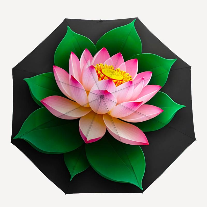 

1pc Lotus Flower Umbrella - 8-Rib Automatic Open/Close, Fashionable Compact Umbrella for Outdoor Adventures yy250813142